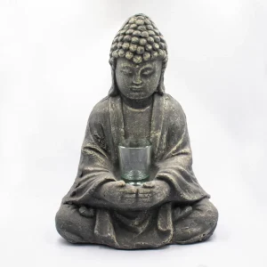 Buddha – svícen Feng Shui – šedý – VADA VAD728