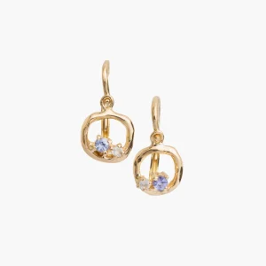 Circle tanzanit, měsíční kámen náušnice