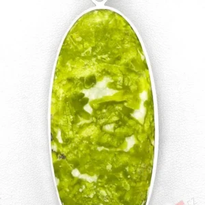Extra velký stříbrný přívěsek (Ag 925/1000) s lizarditem QA, ovál cca 68 x 32 mm, RARITA (LZ1215P)