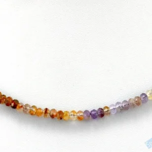 Minimalistický náhrdelník z broušeného Super Seven Stone QA, čočky cca 2 x 3 mm, stříbro Ag 925/1000, RARITA (KK5502B)
