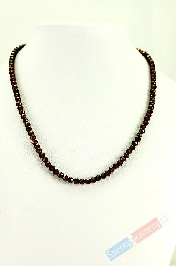 Náhrdelník z brouš. granátu almandin QA, kuličky cca 5 mm, stříbro Ag 925/1000 (GR4240B) - Obrázek 2