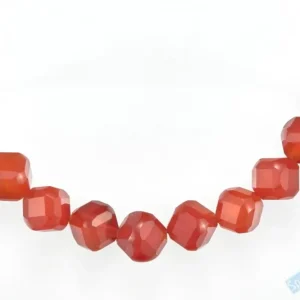 Náhrdelník z broušeného karneolu QA, kostičky cca 8 mm, stříbro Ag 925/1000 (KA8107B)
