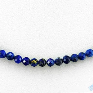 Náhrdelník z broušeného lapisu lazuli QA, stříbro Ag 925/1000, kuličky cca 4 mm (LL3634B)