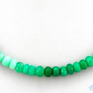 Náhrdelník z velkých broušených čoček chryzoprasu QAA, stříbro Ag 925/1000, čočky cca 3 x 3 mm až 5 x 7 mm, RARITA (CHR1440B)