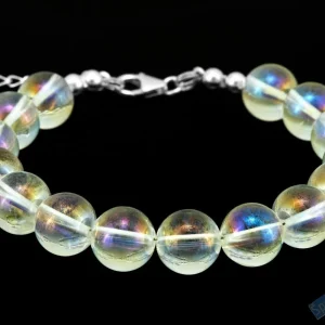 Náramek z křišťálu Aqua Aura QA, kuličky cca 8 mm, stříbro Ag 925/1000 "polární záře" (KR4236NS)