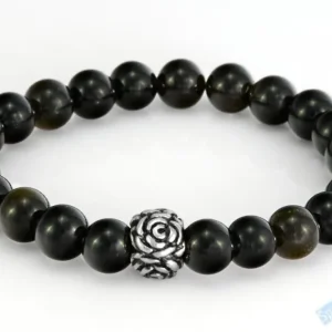 Náramek ze zlatistvého obsidiánu QA, kuličky cca 8 mm (OB1512NS)