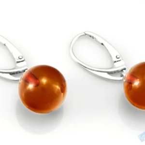 Náušnice z baltského jantaru QA, kuličky prům. cca 13 mm, stříbro Ag 925/1000 (JA2879U)