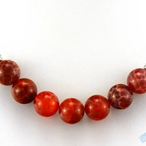 Originální náhrdelník z ohnivého achátu QA na lanku, kuličky cca 12 mm, RARITA (ACH4930S)