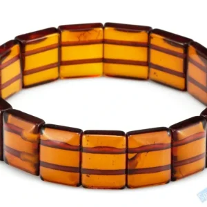 Originální náramek z baltského jantaru QA, plochý, dílky cca 12 x 14 mm, "šperk z medového království III" (JA8172NS)