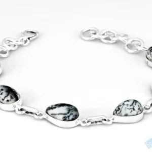 Originální stříbrný náramek (Ag 925/1000) s merlinitem QA, šest kamenů cca 13 x 10 mm, RARITA (OD1331NS)