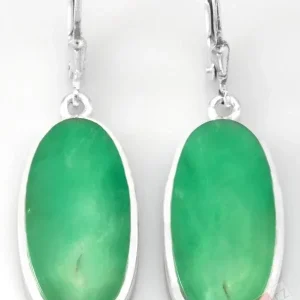 Stříbrné náušnice (Ag 925/1000) s chryzoprasem QAA, ovály cca 24 x 13 mm, RARITA (CHR1217U)