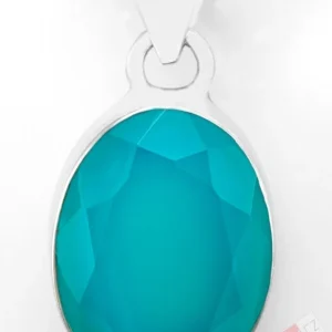 Stříbrný přívěsek (Ag 925/1000) s broušeným paraiba onyxem QA, ovál cca 20 x 14 mm, nádherná barva (ONP5143P)