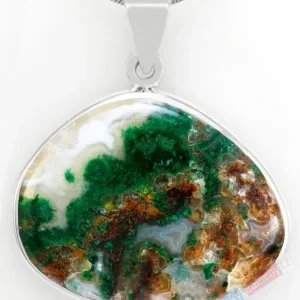 Stříbrný přívěsek (Ag 925/1000) s Gem Silica QA, široká kapka cca 27 x 33 mm, RARITA (GS2427P)