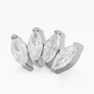 Titanový šperk s vnitřním závitem Marquise Cluster 4 zirkony