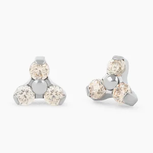 Titanový šperk s vnitřním závitem Gem Trio Champagne s zirkony (1.2 mm)