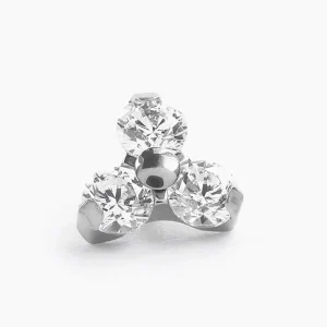 Titanový šperk s vnitřním závitem Gem trio s zirkony (1.2 mm)