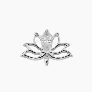 Titanový šperk s vnitřním závitem Lotus flower s zirkonem