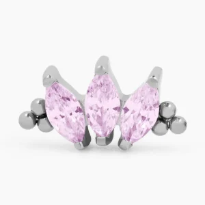 Titanový šperk s vnitřním závitem Marquise Bead Cluster s růžovými zirkony