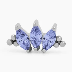 Titanový šperk s vnitřním závitem Marquise Bead Cluster s tanzanitovými zirkony