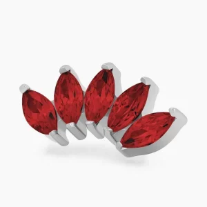 Titanový šperk s vnitřním závitem Marquise Red 5 kamínků