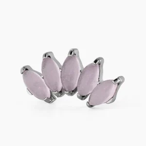 Titanový šperk s vnitřním závitem Marquise Rose Quartz 5 kamínků