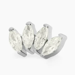Titanový šperk s vnitřním závitem Marquise Yellow Cluster 4 zirkony