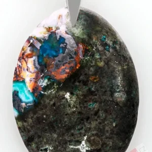 Unisex přívěsek z mědi v chalcedonu QAA, stříbro Ag 925/1000, ovál cca 29 x 22 mm, "anděl harmonie VII", RARITA (CHMC4840P)