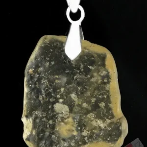 Unisex přívěsek z tektitu Libyan Desert Glass, cca 22 x 17 mm, stříbro Ag 925/1000, RARITA (LG4235P)