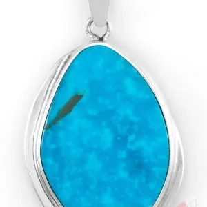Unisex stříbrný přívěsek (Ag 925/1000) s arizonským tyrkysem QAA, cca 38 x 28 mm, nádherná barva, "letní obloha nad Arizonou", RARITA (TYS1416P)