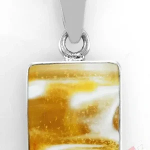 Unisex stříbrný přívěsek (Ag 925/1000) s baltským bílým jantarem prorostlým ve žlutém jantaru QAA, cca 18 x 16 mm "léčivá síla bílého jantaru IV" (JA1240P)