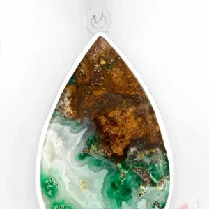 Unisex stříbrný přívěsek (Ag 925/1000) s Gem Silica QA, kapka cca 39 x 25 mm, nádherné probarvení, RARITA (GS2057P)