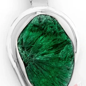 Unisex stříbrný přívěsek (Ag 925/1000) s přírodním malachitem QAA, cca 36 x 28 mm, "zelený samet" (MA1583P)