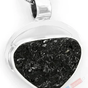 Unisex stříbrný přívěsek (Ag 925/1000) s turmalínem skorylem QAA, cca 27 x 30 mm, "ochrana proti negativní energii" (TU1305P)