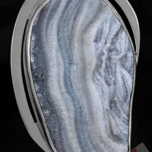 Velký stříbrný přívěsek (Ag 925/1000) s chalcedonovou růží QA, cca 59 x 37 mm (CHR2208P)
