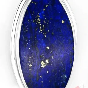 Velký stříbrný přívěsek (Ag 925/1000) s lapisem lazuli prorostlým pyritem QAA, ovál cca 51 x 29 mm, "noční obloha posetá hvězdami" (LL2401P)