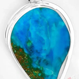 Velký stříbrný přívěsek (Ag 925/1000) s peruánským modrým opálem QAA, cca 50 x 38 mm, nádherná barva, "šperk pro indiánskou princeznu z rodu Kečuů", RARITA (OPE2134P)