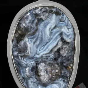 Velký stříbrný přívěsek (Ag 925/1000) s přírodní chalcedonovou růží QA, cca 58 x 42 mm (CHR2920P)