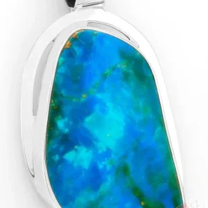 Větší stříbrný přívěsek (Ag 925/1000) s peruánským modrým opálem QAA, cca 42 x 28 mm, nádherná barva, RARITA (OPE3146P)